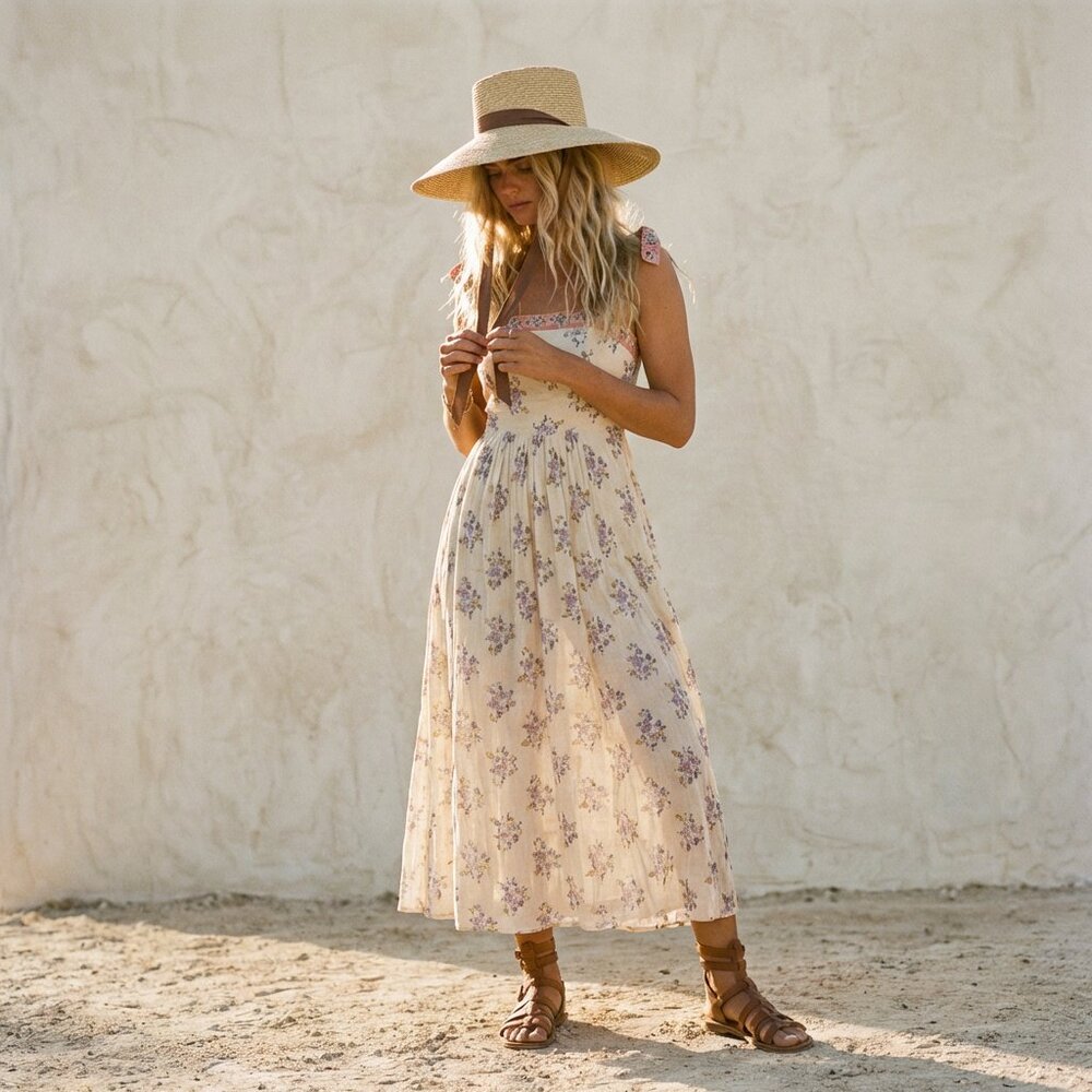 NWT Bloomingdales Santa Barbara Dress Patrons of Peace Dress Floral Boho Midi SM - Picture 4 of 16